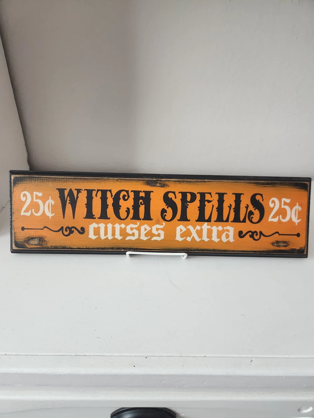 Halloween 'Witch Spells' Wall Sign - Orange 18 X 4 1/2 Rustic Wooden